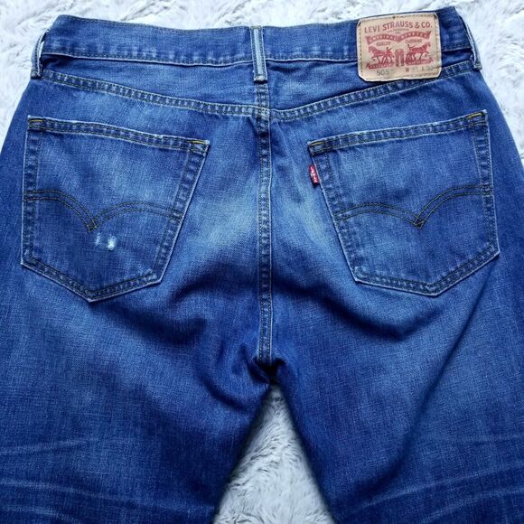 Levis Jeans Mens 33x32 Blue 505 Regular Straight Dark Wash American Denim - Picture 12 of 14
